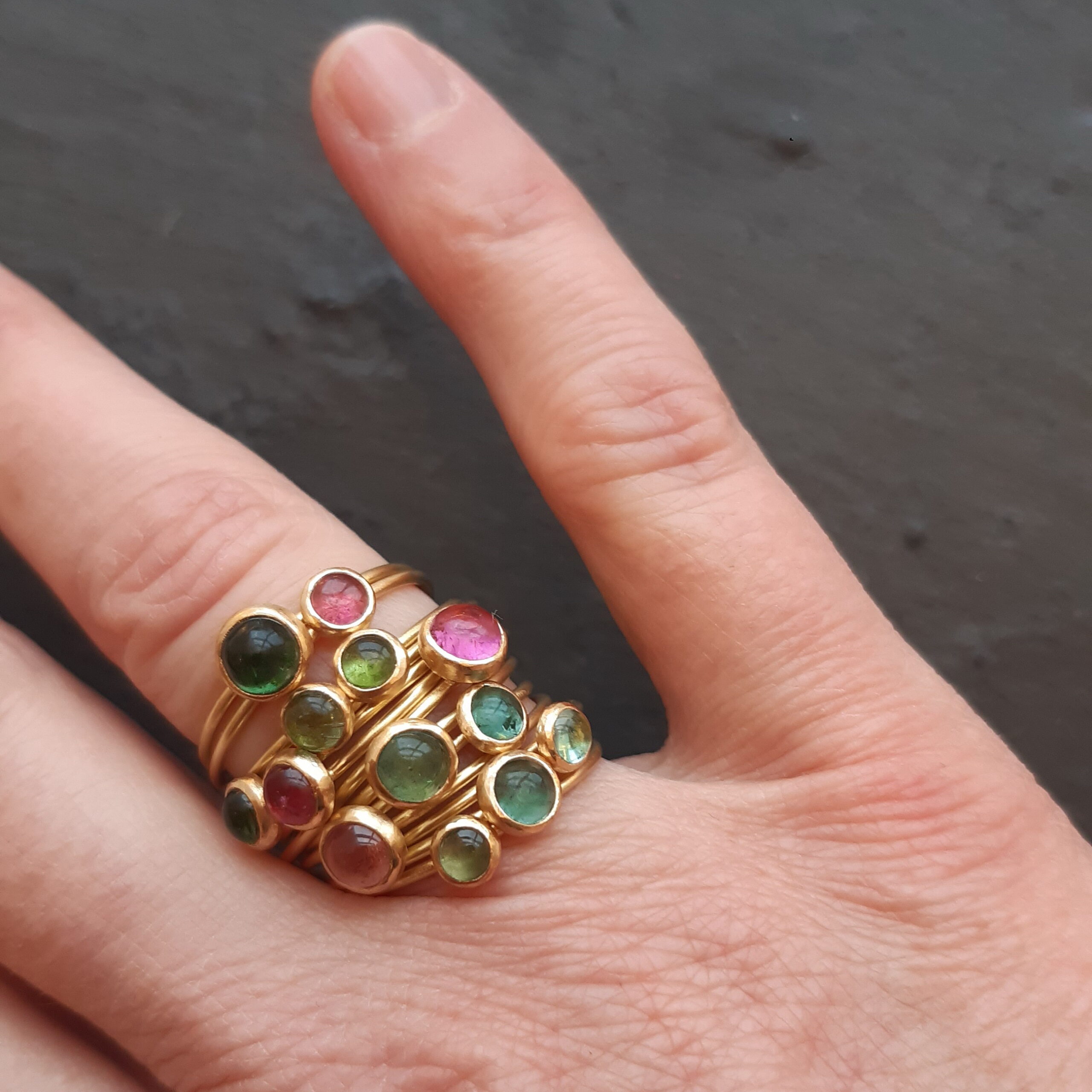 Ringe med ædelsten i farver – turmaliner - Billede 15